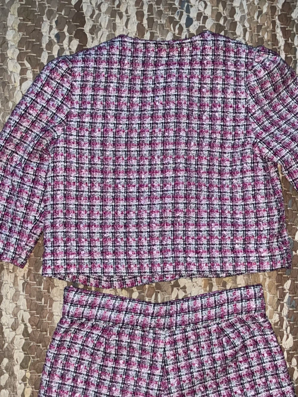 Janie and Jack Pink Plaid Tweed Two-Piece Set